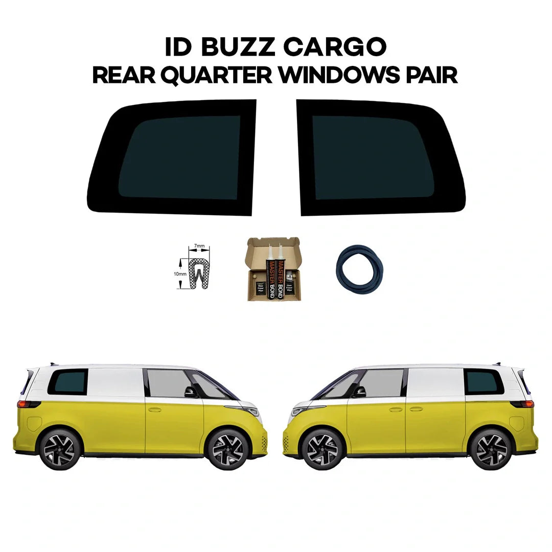 VW ID. Buzz Cargo Sliding Doors Fixed Windows + Fixed Rear Quarter Windows – 2 PAIR - Buzz Conversions