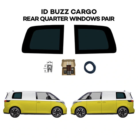 VW ID. Buzz Cargo Sliding Doors Fixed Windows + Fixed Rear Quarter Windows – 2 PAIR - Buzz Conversions