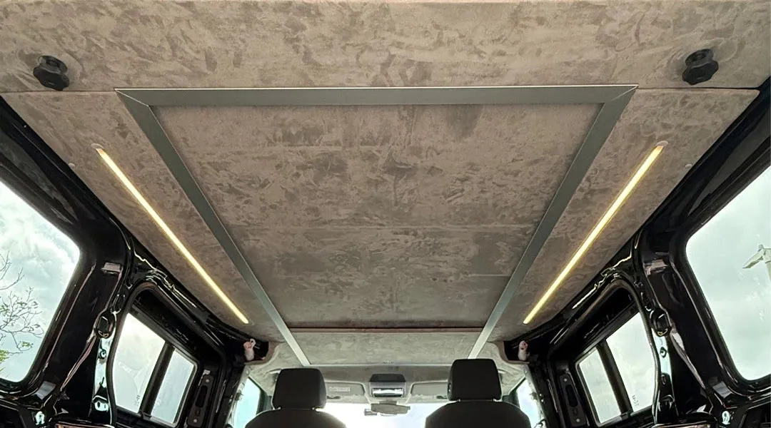 Inside the Horizon roof: quilted ceiling and LED lighting